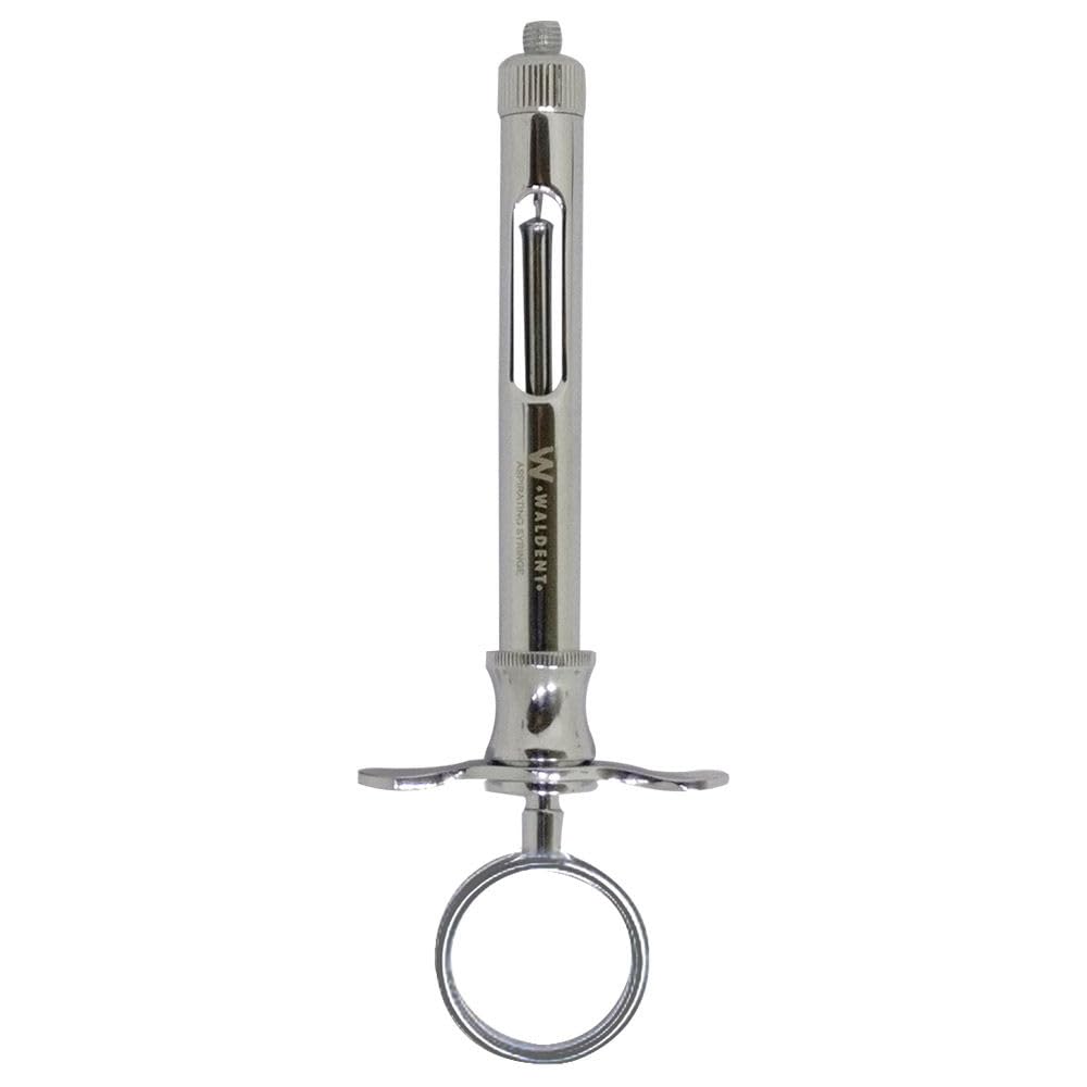 waldent dental aspirating syringe with ring (20/101) | 1.8ml stainless steel anesthesia syringe | ergonomic design for oral surgery