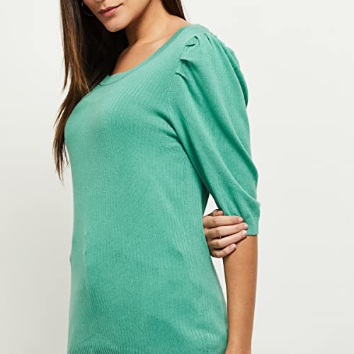 Image of Max Women's Regular Fit Solid Puffed Sleeves Top