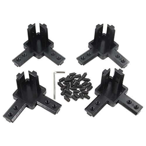 Befenybay 4PCS Black 3-Way End Corner Bracket Connector with Screws for 8mm T Slot Aluminum Extrusion Profile 4040 Series (4040s-Black)