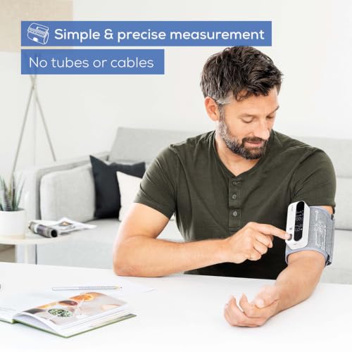 Image of Beurer German Engineering BM 59 Wireless Upper Arm Blood Pressure Monitor, Tube-Free Armband, Bluetooth App Connectivity, LED Risk Indicator, Arrhythmia Detection, Digital BP Machine (22-42 cm)