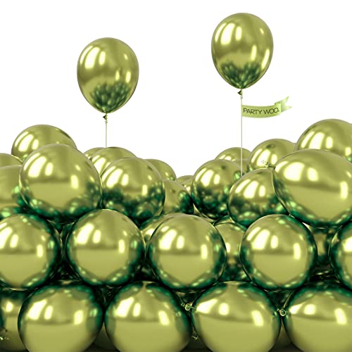 Image of PartyWoo Metallic Olive Green Balloons, 50 pcs 5 Inch Olive Green Metallic Balloons, Green Balloons for Balloon Garland or Balloon Arch as Birthday Party Decorations, Wedding Decorations, Green-G109