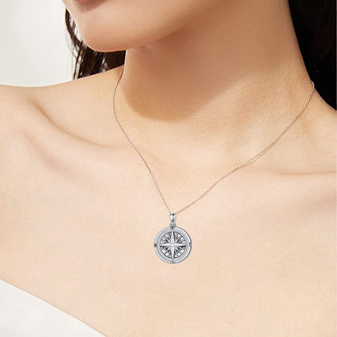 Rotating Compass Nautical S925 Sterling Silver Necklace - Inspirational Graduation and Retirement Gift for Women, Travel or Long Distance Jewelry2