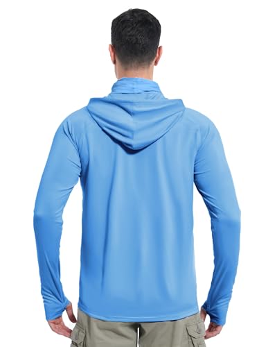 Image of isnowood Sun Shirt UPF 50+ Men's Fishing Long Sleeve UV Protection Hoodie Hiking Rash Guard Swimming Running