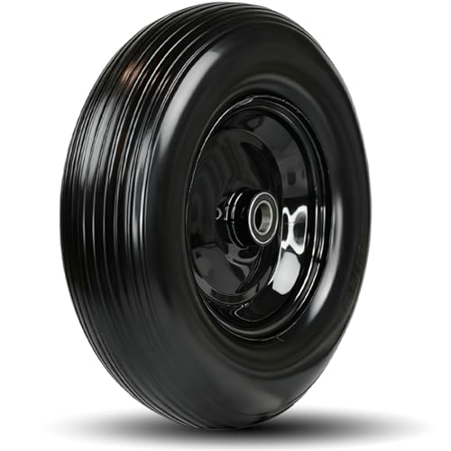 4.80/4.00-8 Solid Wheel with 1" Bore, 4.80-8 Tire with 3" Centered Hub - Complete Kit Includes Bearings & Spacers - for Wheelbarrow Log Splitter Wheel Barrel Yard Cart Garden Wagons - 1Pack by menxigoc - Used condition - US$44.79