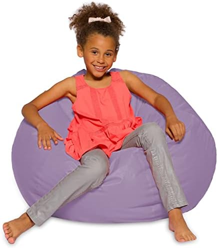 Big Comfy Bean Bag Chair: Posh Large Beanbag Chairs with Removable Cover for Kids, Teens and Adults - Polyester Cloth Puff Sack Lounger Furniture for All Ages - 27 Inch - Heather Lavender
