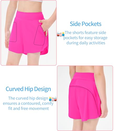 Hvididan Short atlético feminino cintura alta com bolsos, leve, macio, secagem rápida, corrida espor