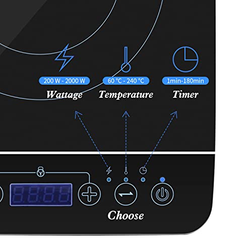 Aigostar Bluefire - Induktionskochfeld,10 Leistungsstufen, 200W-2000Watt, Temperaturbereich...