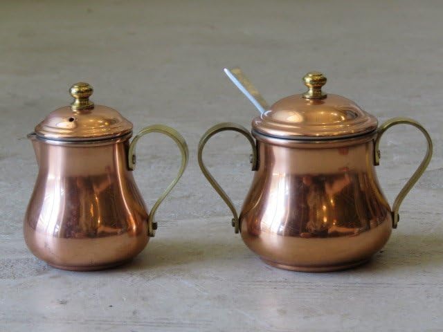 銅製 コーヒーポット ミルク入れ シュガーポット お盆付き 銅製 コーヒーポット ミルク入れ シュガーポット お盆付き