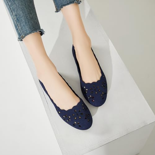 Image of BABUDOG Mesh Ballet Flats Shoes for Women,Womens Flats Dressy Comfortable,Women's Dress Shoes with Flower Eyelets,Slip on Casual Walking Flats