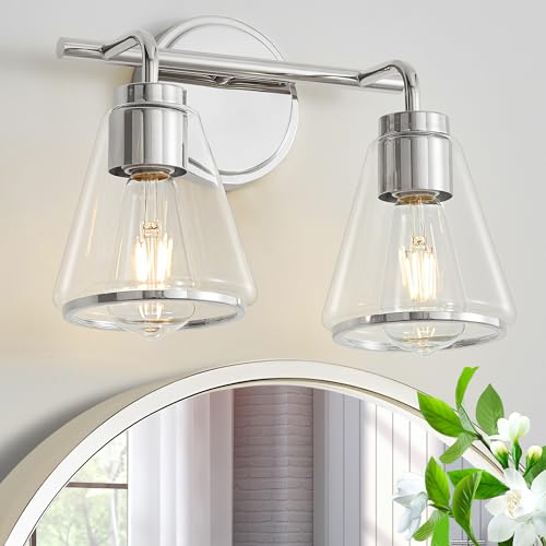 NADOSA Bathroom Light Fixtures Over Mirror Polished Nickel Vanity Light 2-Lights Bathroom Vanity...