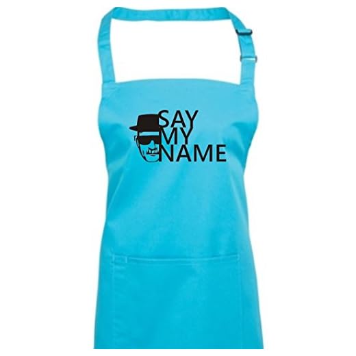 Delantal, Breaking BAD Heisenberg Colour blanco ¡mi nombre de muchos coloures, algodón, turquesa, 72 cm x 86 cm