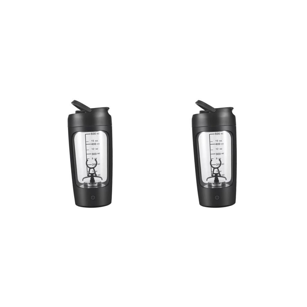 Lot de 2 shakers de protéines électriques portables pour lait, milkshakes, café, noir, 20 x 9,2 x 9,2 cm