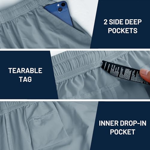 Image of Haimont 5 Inch Mens Dry Fit Running Athletic Shorts with Pockets, Water Resistant Lightweight Gym Workout Exercise Shorts