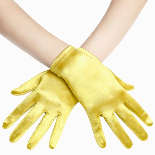BABEYOND Short Satin Gloves for Women - Silk Opera Wedding Bridal Gloves Tea Party Banquet Costume 1920s Flapper Accessories