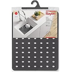 Fregadero Rayado Rayen Gris Salvaplatos | con Orificios de Drenaje | Protege el Fregadero | Antideslizante | 32x41cm, Caucho Natural, Medida :32 x 41 cm