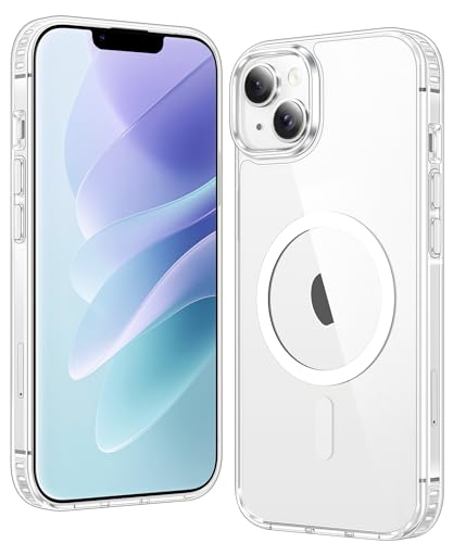 FNTCASE for iPhone 13 Mini Case: iPhone 12 Mini Magnetic Slim Clear Case | Military Grade Protective & Shockproof Drop Protection Anti-Yellowing Transparent Thin Cell Phone Cover(Clear)