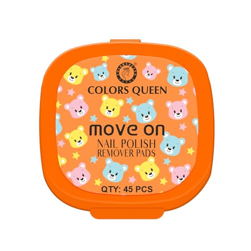 Image of Colors Queen Move On Nail Polish Removers Pads | Easy Application Nail Paint Remover Wipes | Keeps Nails Moisturized & Nourished | Alcohol & Aceton Free Nail Polish Remover Wipes (45 Wipes, Orange)