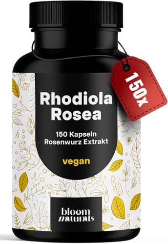 Rhodiola Rosea Kapseln Hochdosiert - 150 Kapseln - 500 mg aus 10:1 Extrakt pro Kapsel - Rosenwurz Kapseln Hochdosiert – Rosenwurz Rhadiola Rosea - Vegan und produziert in Deutschland - Laborgeprüft
