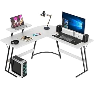 Deskio L Shaped Desk with Large Surface, Rounded Corner Desk, Office Computer Desk –White Workstation for Home Office Gaming (51 D X 20 W X 29 H Cm) | DIY