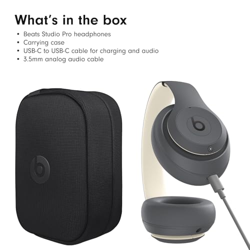 Beats Studio Pro - Wireless Bluetooth Noise Cancelling Headphones - Personalized Spatial Audio, USB-C Lossless Audio, Apple & Android Compatibility, Up to 40 Hours Battery Life - Sand Gray