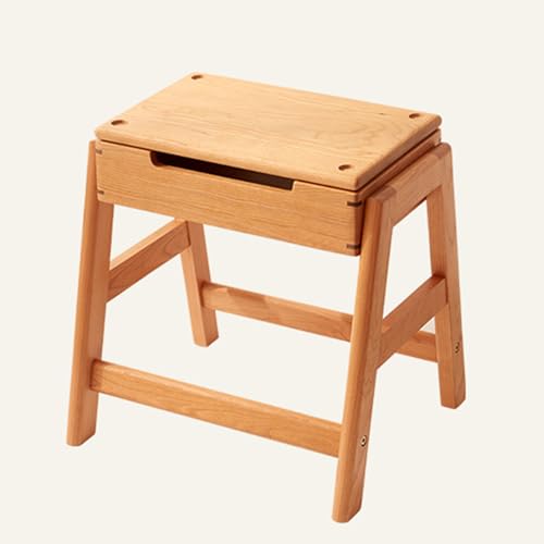 Cherry Wood Household Dressing Stool, Storage Stool, Bedside Table, Spare Square Stool, for Bedroom, Living Room, Kitchen