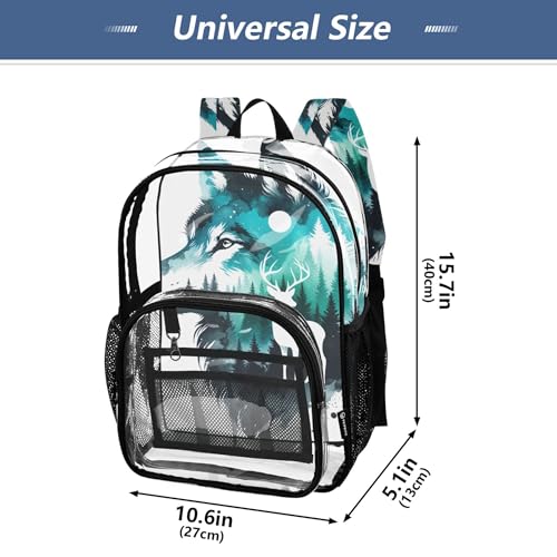 Women Clear Backpack Cute Wolf Deer Animal Print Kids Girls Backpack Boys Plastic Transparent Bookbag4