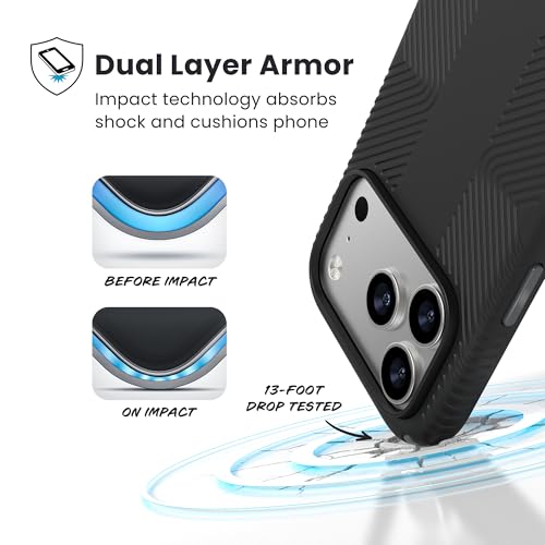 Image of Speck PRESIDIO2 Grip for iPhone 17 Pro Case, Slim Protective Case, Black /Slate Grey /White