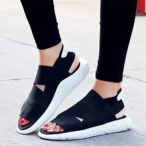 Sandals Outdoor Unisex Beach Sandals Fashion Flat Lovers Shoes(Black,7)4