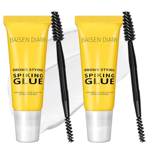 2 Pack Brow Styling Spiking Glue - Clear Eyebrow Setting Gel, Brow Fix Gel for Up To 24HR Hold, Waterproof & Sweat-Proof Brow Gel, Flawless Natural Look, Ideal for Salon & Home Makeup Use