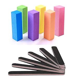 TsMADDTs Nail Files and Buffer, Professional Manicure Tools Kit Rectangular Art Care Buffer Block Tools 100/180 Grit 12Pcs/Pa(Black)