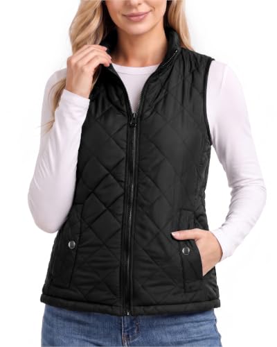 NY Threads Diamond Quilted Puffer Vest Women Stand Collar, S