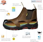 SAFETOE Mens Work Boots Composite Toe Chelsea Safety Boots Slip On Cow Leather Waterproof Lightweight Working Boots
