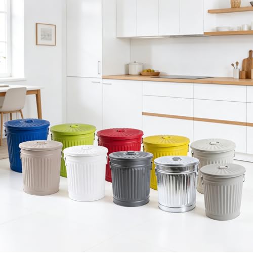 Miniatura 7 de Jinfa Cubo Metalico Cenizas Cubo Basura Exterior Jardin Con Asas Y Tapa Negro Capacidad: 62 Litros