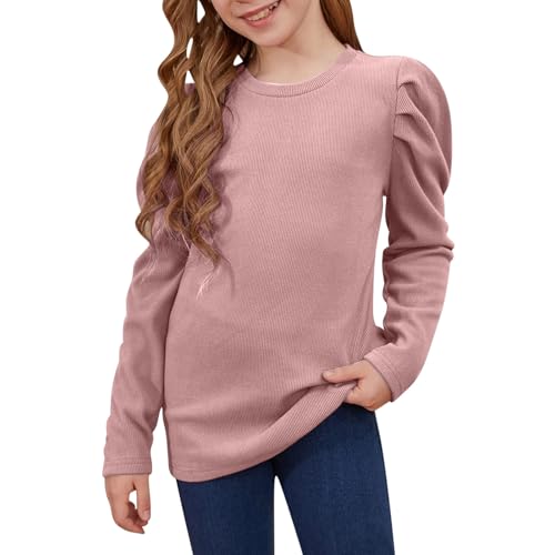 Long Sleeve Shirts for Girls Fashion Casual Crewneck Tunic Tops Loose Fit Cute Blouse Fall Outfits Teen Girl Clothes3