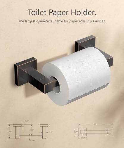 Image of FORIOUS Toilet Paper Holder Wall Mount, Stainless Steel Rustproof Double Post Pivoting Tissue Roll Holder for Bathroom, Commercial Toilet Paper Dispenser (Oil Rubbed Bronze, Square)