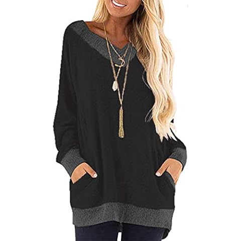 Famulily Ladies Sweatshirt Baggy Oversized Tops with Pockets for Women UK Black M Cover
