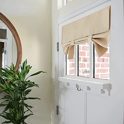 Image of RYB HOME Small Door Window Curtains, Room Darkening Thermal Insulated Small Window Covering Tricia Shades for Patio French Door, Beige, Wide 26 inch x Length 20 inch, 1 Panel