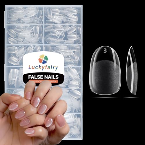Image of Luckyfairy Short Oval Nail Tips 504pcs Pre-Shaped Round Shape