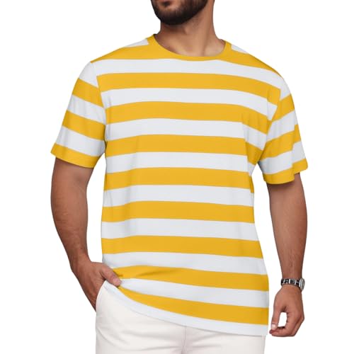 Qmfvqi Herren T-Shirt Gestreiftes Shirt für Einen lässigen Alltagslook Retro Streifen im Marine Look Kurzarm Rundhals True Classic Tshirt Baumwolle Ringelshirt Matrosen Kostüm Tshirts