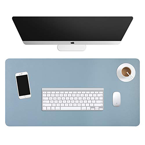 Dual-Sided Desk Pad (31.5 x 15.7"), Waterproof Leather Office Desk Mat, PU Mouse