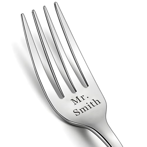 Personalised Engraved Fork Custom Letter Dinner Fork Stainless Steel Dinner Forks for Wedding Valentine Birthday Christmas Love You Gifts for Girlfriend Boyfriend (Design 1)