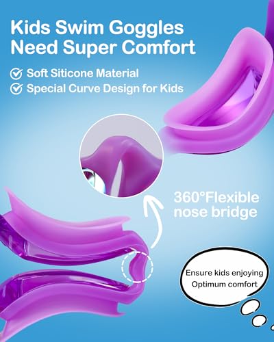 Image of Aegend Kids Swim Goggles, Pack of 2 Swimming Goggles for Children Boys & Girls Age 3-14