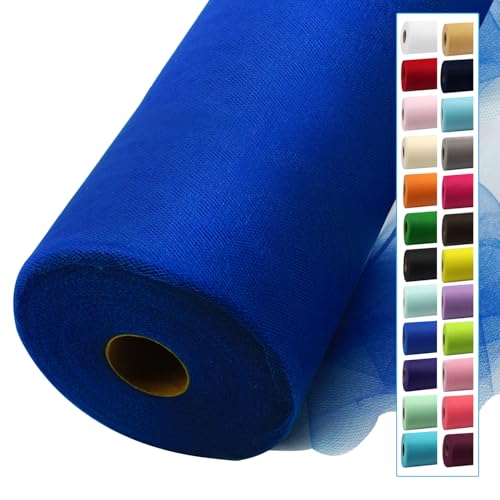 Image of Royal Blue Tulle Fabric Rolls 54 Inch by 40 Yards Tulle Bolt Spool for Wedding Decorations DIY Tutu Baby Shower Table Skirt Ceiling Decor Birthday Party Craft Supplies