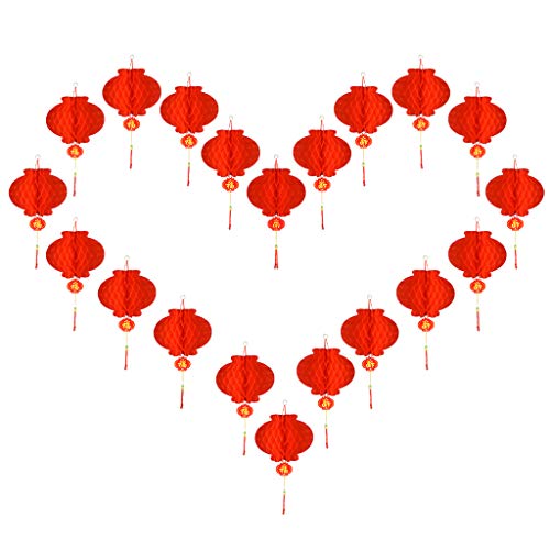 Juego de 20 faroles chinos de papel rojo para festivales de primavera, decoración para el hogar, festivales, celebraciones, linternas chinas, Año Nuevo