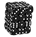 Black with White Dice Block, 12mm D6, Pack of 36