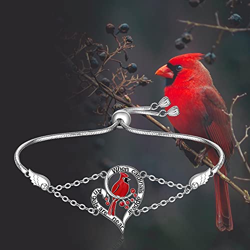 Red Cardinal Bracelet for Women Sterling Silver Heart Cardinal Gifts for Women Appear When Angels are Near Memorial Sympathy Jewelry Charms Mothers Day3