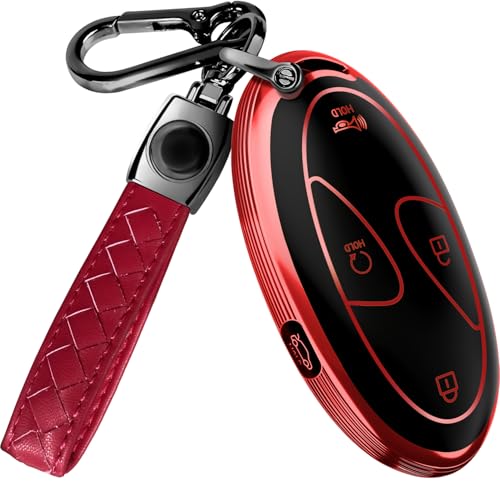 Lucrum Compatible with Hyundai Key Fob Cover & Leather Keychain,