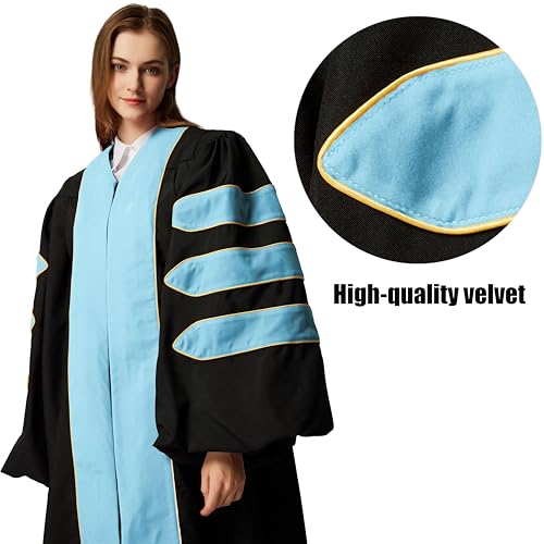Image of MyGradDay Unisex Deluxe Graduation Doctorate Robe with Gold Piping Available for Customization