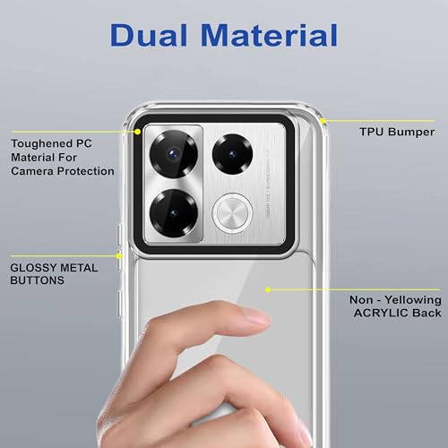 Image of Zapcase Back Case Cover for Infinix Note 40 Pro Plus 5G | Compatible for Infinix Note 40 Pro Plus 5G Back Cover | Case Cover with Camera Protection | (TPU + PC | Transparent)