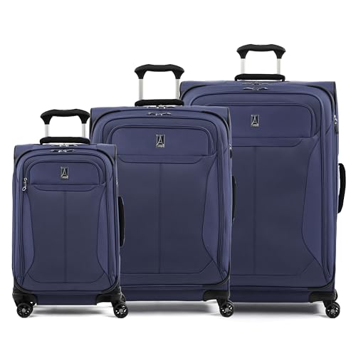 Image of Travelpro Tourlite Softside 3-Piece Set, Expandable Luggage, 4 Spinner Wheels, Lightweight Suitcase, 21 inch Carry-On, 25 inch Checked Medium, 29 Check Large, Blue